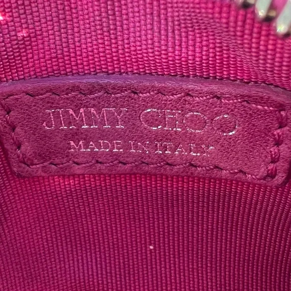 JIMMY CHOO Coin case pouch bag charm Star studded Magenta - Picture 5 of 7